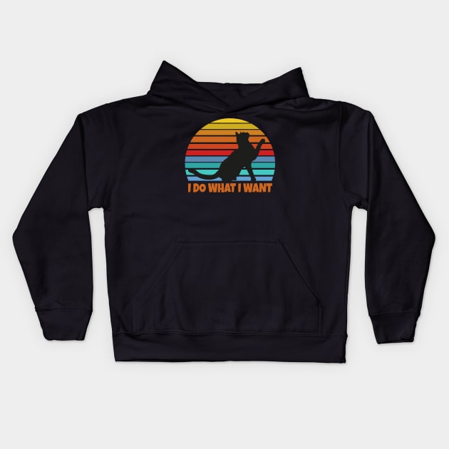 Vintage Black Cat Lover Kids Hoodie by Work Memes